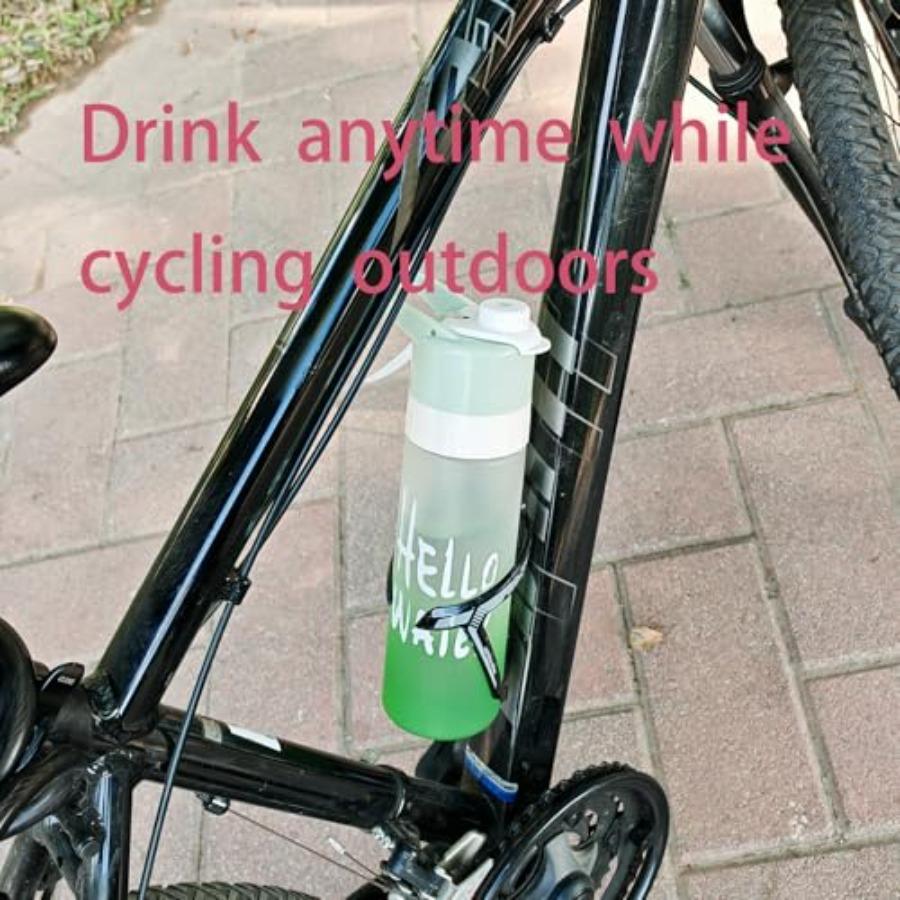 22 OZ 2 in 1 Misting Water Bottle Large Ccity Wide Mouth Leak Proof Green for Mountaineering Gym Cycling Sports Activities