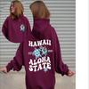 2025 Women's EU Size Ribbed Drop Shoulder Hoodie - Hawaiian Beach Print