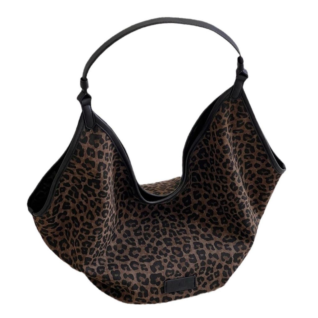 Niche Fashion Leopard Print Design Handbag Women'S Retro Versatile Shoulder Underarm Bag Large Capacity Tote Bag Tide
