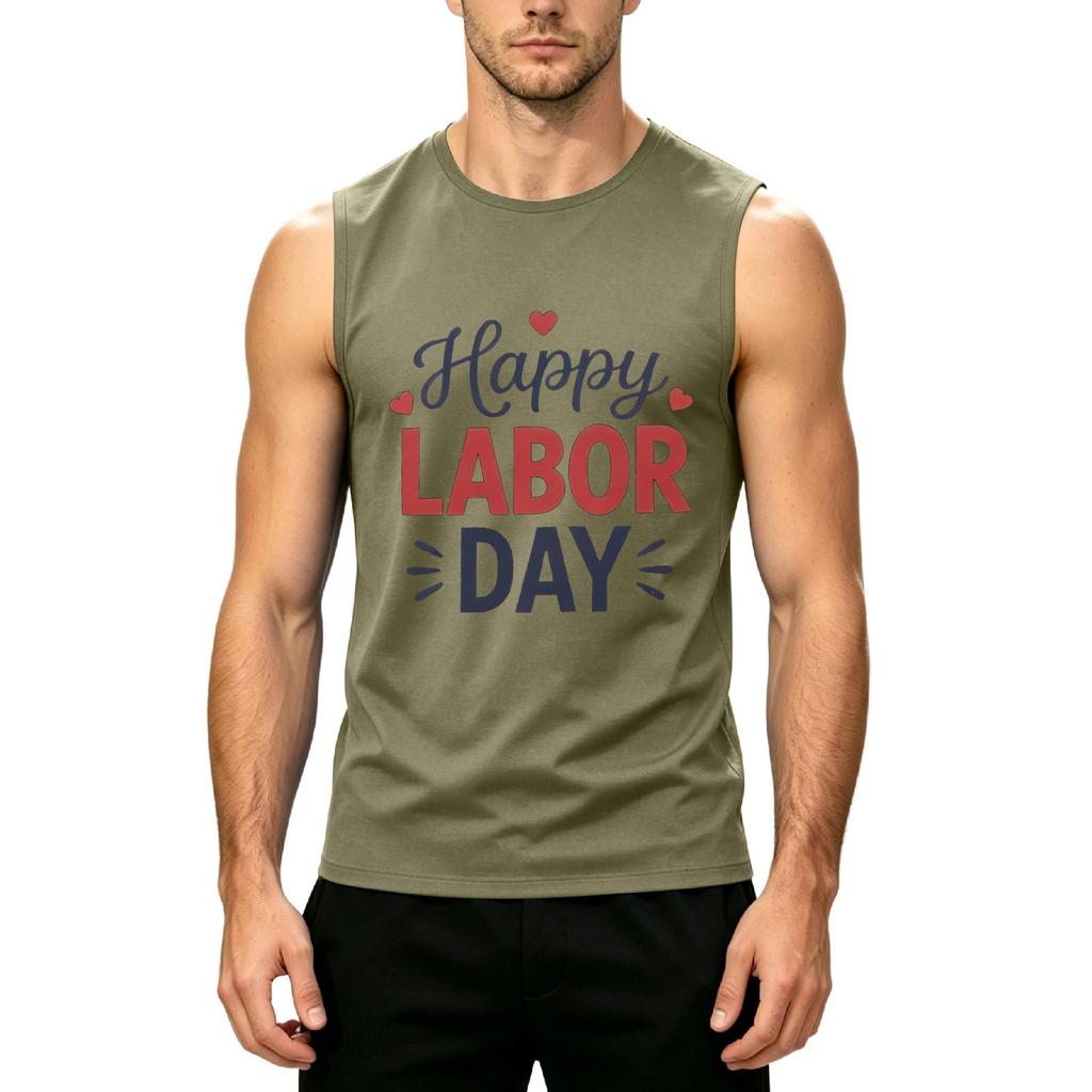Men's Sleeveless Casual Tank Top Muscle Shirt Lightweight Printed Summer Workout Fitness Gym Tee