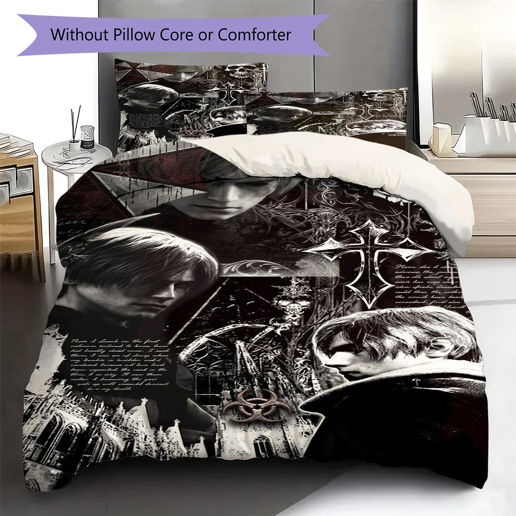 Leon Kennedy Pattern Bedding Set Quilt Cover Pillowcase Home Decor Gift (1 * duvet cover + 2 * pillowcase, without core)
