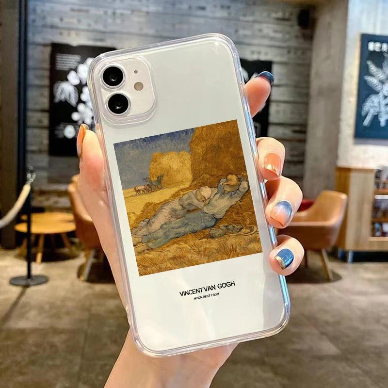 Retro Van Gogh Oil Painting Phone Case For iPhone 17 11 14 15 16Pro Max 12 Mini 13 7 16Plus 17E 16E Transparent Soft Cover Shell