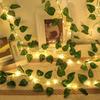 Solar Powered Rattan Leaf Light String Waterfall Light Fairy Flower Wreath Light Suitable for Courtyard Garden Balcony Parties