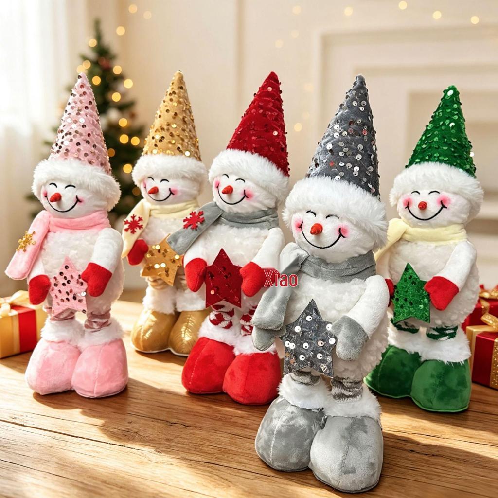 Christmas Sequin Snowman Figurine Ornament and Decoration Gift
