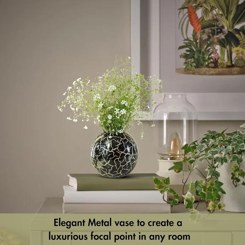 Metal Ball Vase for Home Decor|Flower Pot for Bedroom Living Room Office Wedding|Flowers Arrangement for Birthday Anniversary Festival
