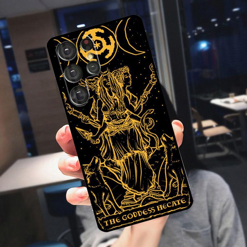 Triple Moon Goddess Hecate Tarot Card Cover For Samsung Galaxy S24 Ultra S25 S22 S23 Plus S20 S21 FE S9 S10 S23 FE Phone Case