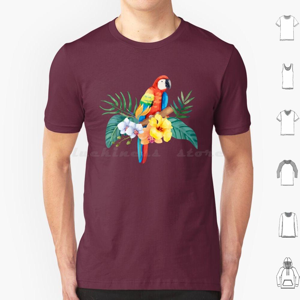 Tropical Parrot T Shirt Cotton Men Women DIY Print Parrothead Buffett Shark Tropical Volcano Parrot Margaritaville Beach S
