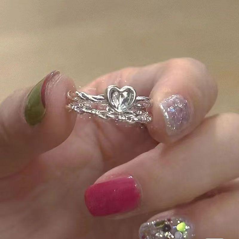 Minimalist Silver Twisted Heart Ring - Women's Woven Sweetheart Band