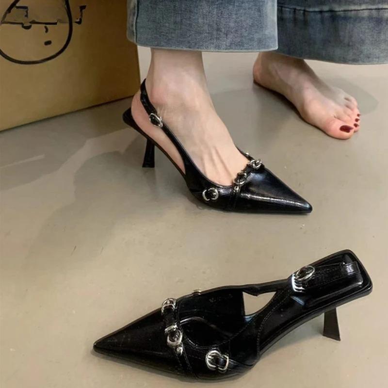 Fashion Women's Sandals 2025 Summer High Heel Sandals Dancing Party Pumps for Women Pointed Toe Sandals Fashion Shallow Singbacks Shoes