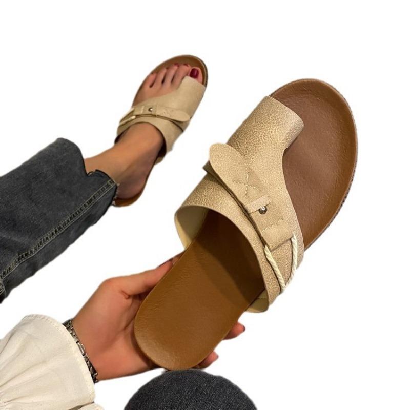 35-42 Large Size Slippers New Women's Shoes Summer Sandals Women's Casual Women's Drag Breathable Sandals Leather Flat Heel