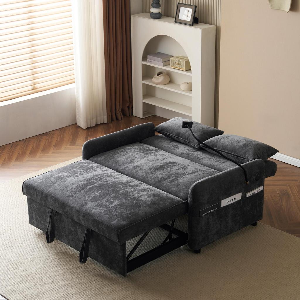Sofa Bed Flieks 2-seater Sofa with Sleep Function, Adjustable Backrest, USB Ports and Mobile Phone Holder
