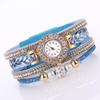 Women Fashion Quartz Wrist Vintage Weave Wrap Watch Bracelet