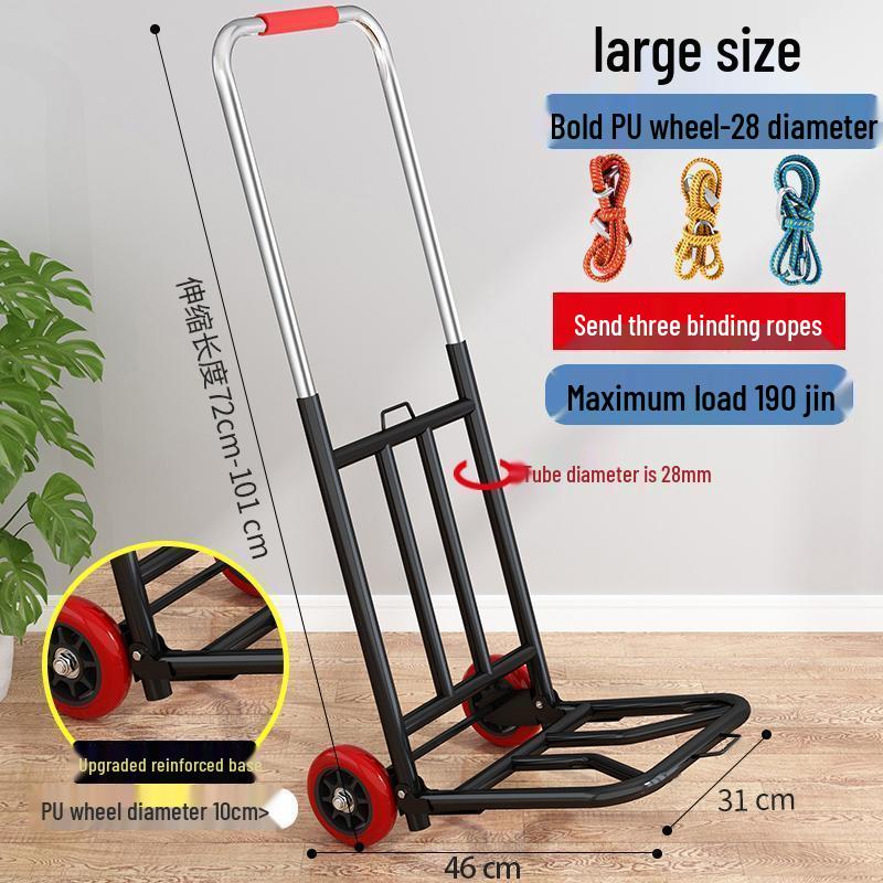 Carrito de Compras Plegable Portátil para Uso Doméstico - Carrito de Equipaje de Acero al Carbono Tirado a Mano para Comestibles