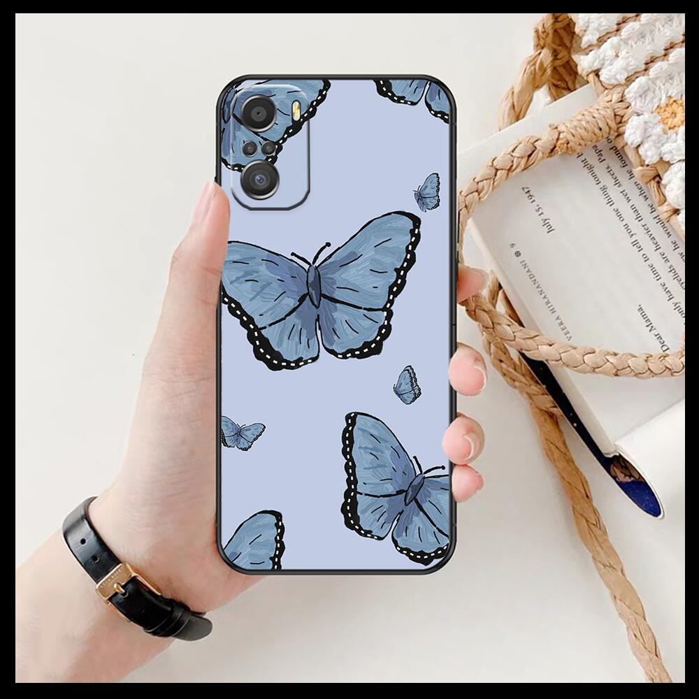 Model de fluture frumos pentru Xiaomi Redmi Note 10S 10 9T 9S 9 8T 8 7S 7 6 5A 5 Pro Max husă neagră moale