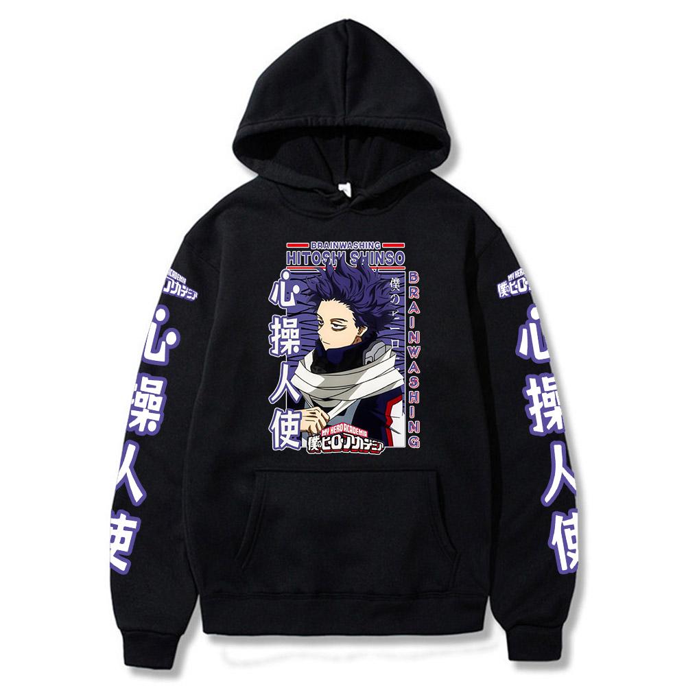 My Hero Academia Anime Streetwear Hitoshi Shinso Print Hooded Men Women Prevalent Hoodies Oversized Sweatshirt Harajuku Pullover