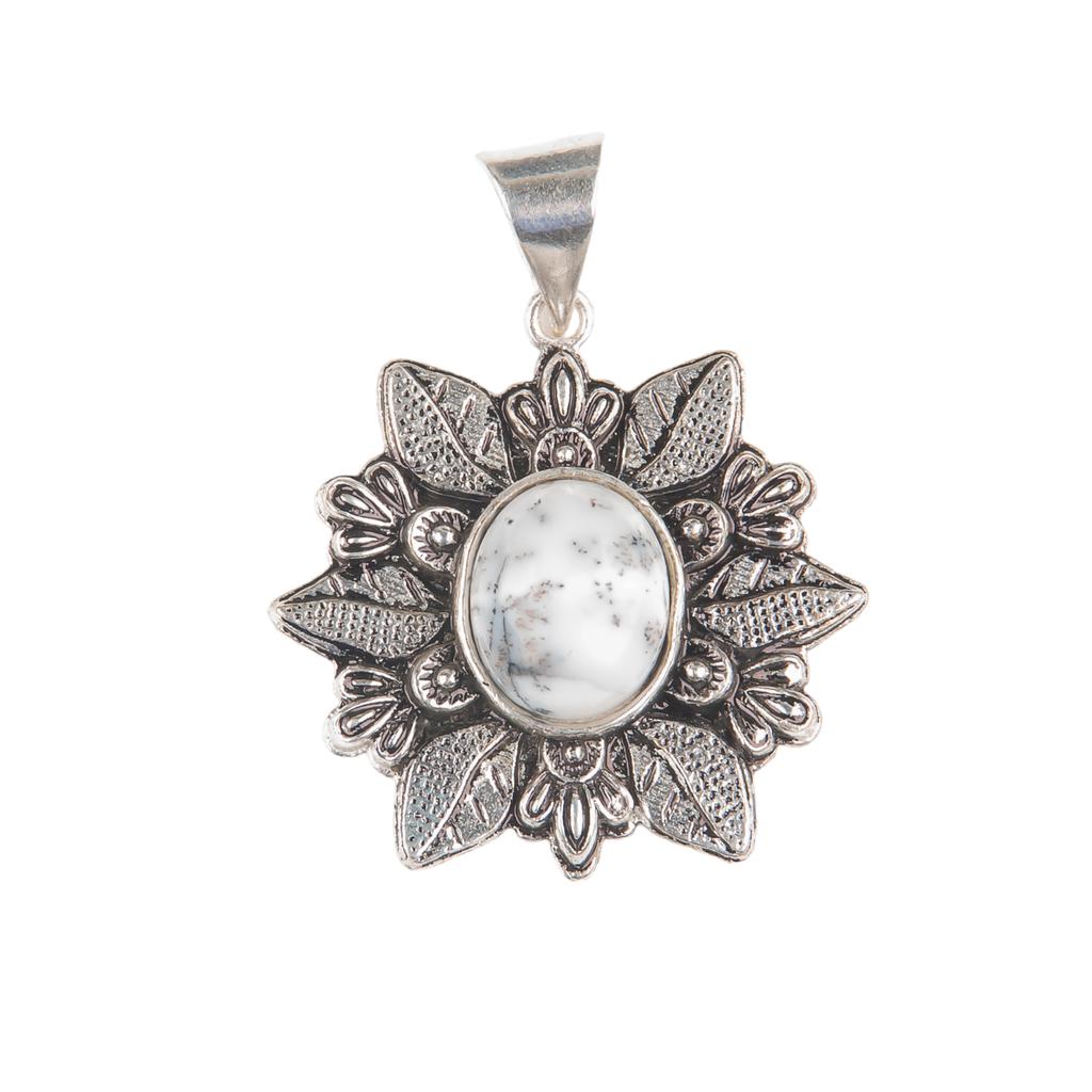 Natural Dendritic Opal Gemstone 925 Sterling Silver Jewelry Ethnic Pendant 1.45" CP-14-15