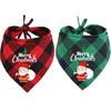 2PCS Christmas Dog Bandanas Holiday Dog Scarf Triangle Reversible Merry Christmas Santa Print Pet Outfit Winter Xmas Pet Scarf