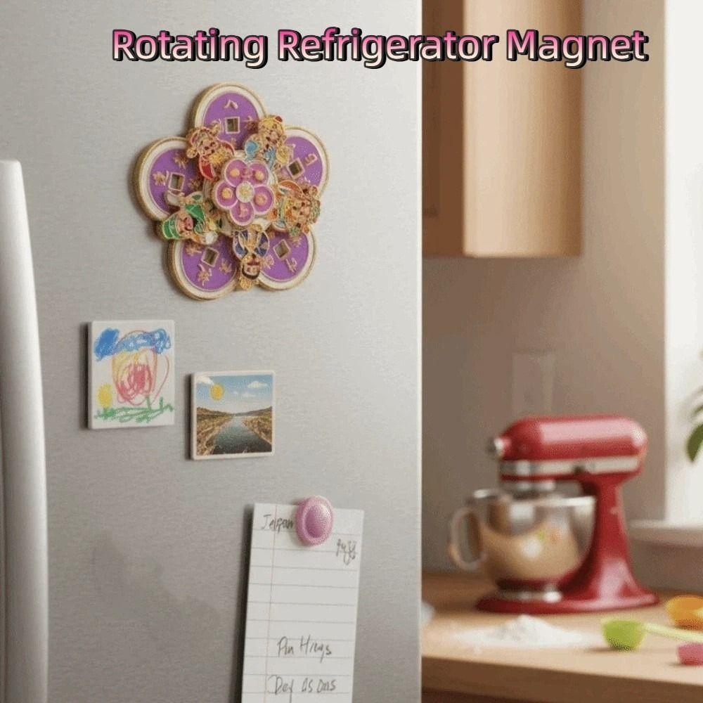 3D Rotating Refrigerator Magnet Traditional Cartoon Holiday Blessing Decoration Lucky Charm Handmade Fridge Magnet Office Decor