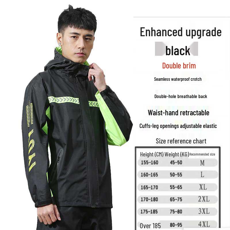 Men's and Women's Reflective Waterproof Raincoat and Pants Set for Riding and Takeaway