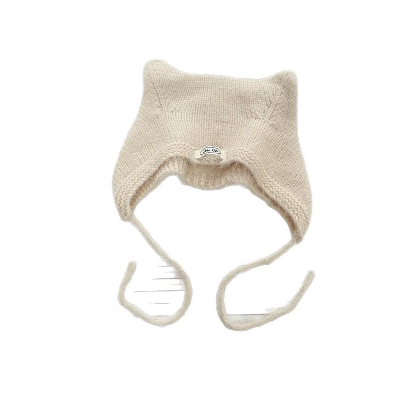 Cat Ear Kids' Knit Wool Hat - Stylish & Windproof Autumn/Winter Pullover for Boys & Girls