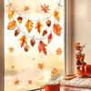 Creative Soft Decoration Gifts Autumn Maple Leaf Pinecone Scarecrow Pumpkin Static Window Clings, Waterproof PVC Indoor Outdoor Glass Decor