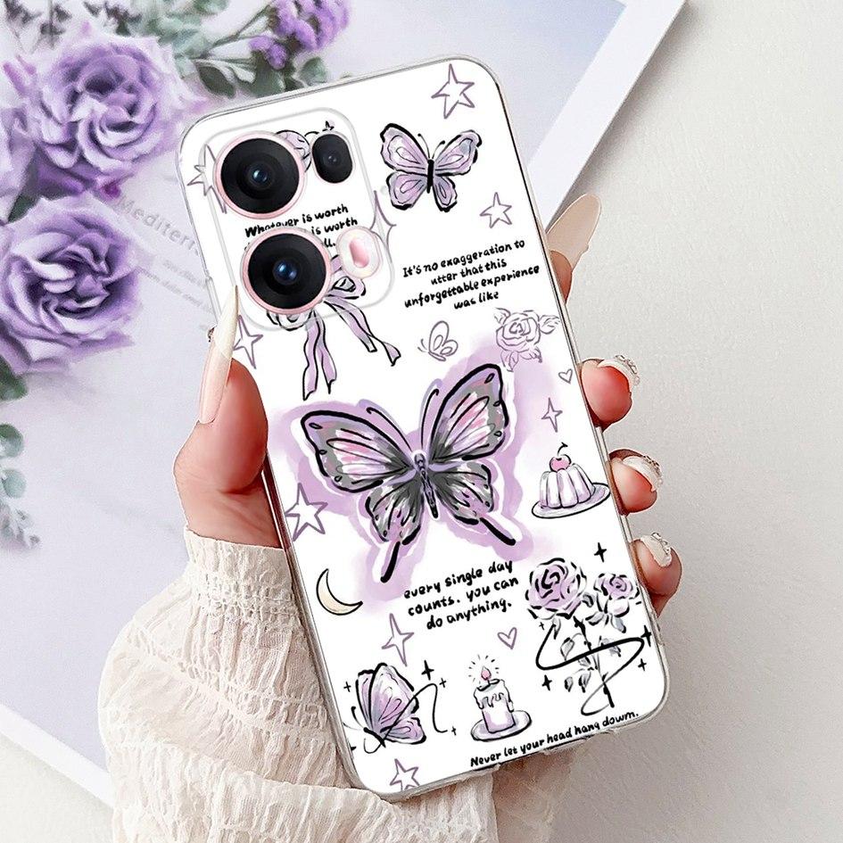 For OPPO Reno13 Pro 5G Case CPH2697 Fashion Flower Butterfly Soft Silicone Phone Cover For OPPO Reno 13 CPH2689 Reno13Pro Bumper