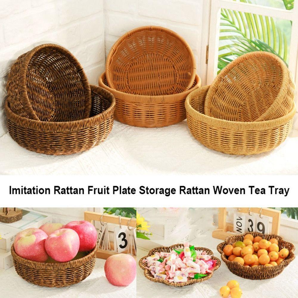 

Handheld Storage Rattan Woven Tea Tray Wedding Candy Flower Storage Style 7 25.5*5cm
