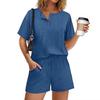 2026 Dam Casual Bomull Mode Set: T-shirt med rund halsringning & Shorts med resår i midjan