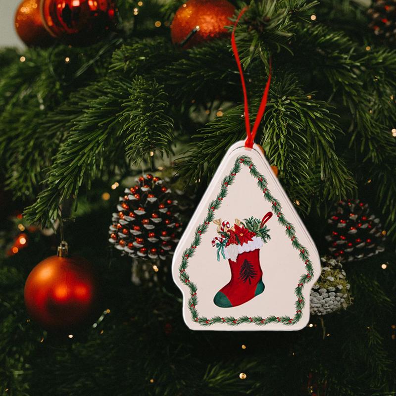 Christmas House Shape Xmas Atmosphere Christmas Decorations Chocolate Jar With Lanyard Cute Candy Box Kids 10.5x8.5x4cm