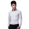 Herren Bügelfreies Slim Fit Langarm Arbeitshemd – Weiß Kleiner Kragen, Business Formal Koreanischer Stil