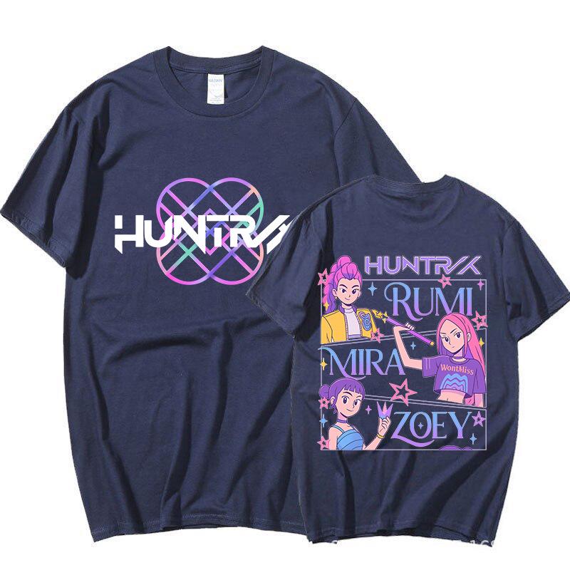 Kpop Demon Hunter Girl Double-Sided Print Round Neck T-Shirt - Unisex Summer Loose Fit