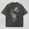 Linocut Owl Shirt, Dark Academia Comfort Colors Tee, Folk Art Bird Graphic T-Shirt