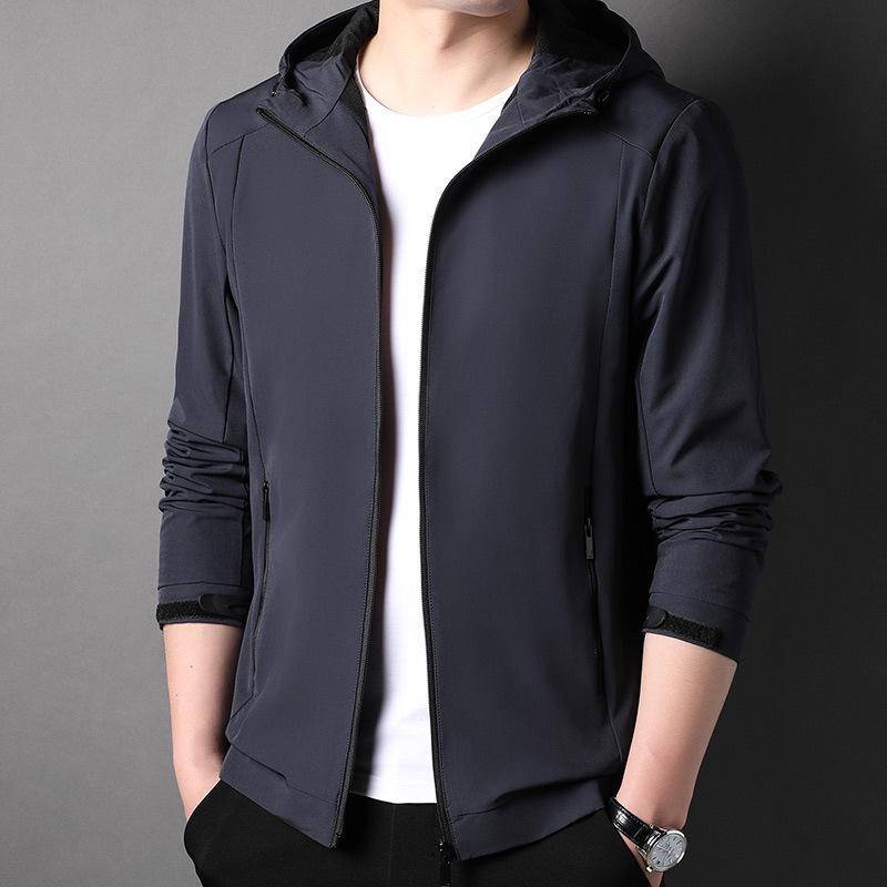 2025 Autumn/Winter Men's Trendy Hooded Jacket: Casual Zipper Top for Middle-Aged Fashion
