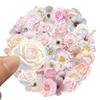First-Class 50Pcs Premium-Quality Transparent Superior-Grade Pink High-Standard Flower Top-Grade Stickers Top-Grade Vintage Premium-Quality Floral