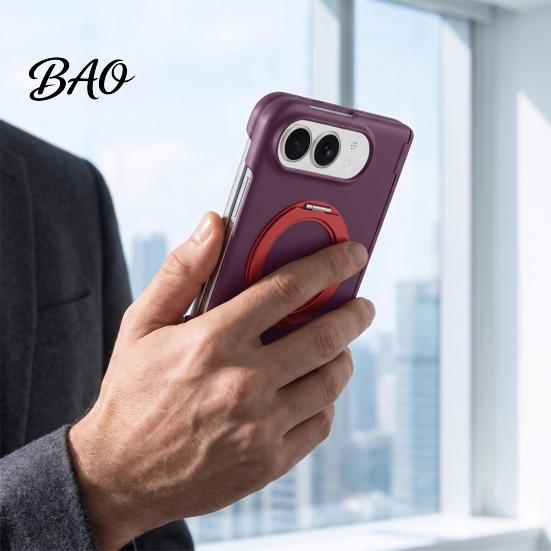 Drop Resistant Phone Accessory Magnetic Folding Case for IPhoneDuo, Hands Free Viewing with 360 Degree Protective Cover Rotating Ring Stand,
