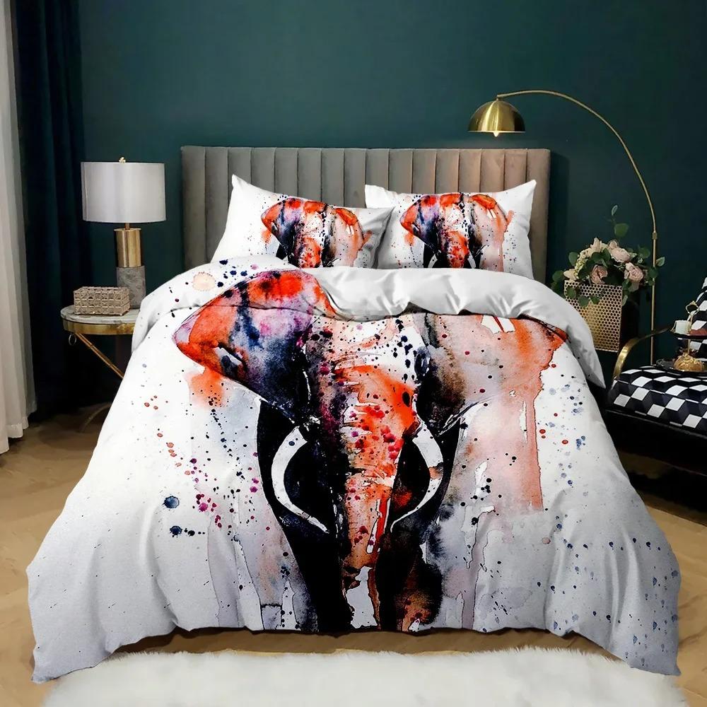 

Комплект постільної білизни зі слоном у стилі Бохо Богемський комплект постільної білизни зі слоном у стилі сафарі Індійська екзотична королева та королева Поліестерова ковдра 70x133cm 2pcs