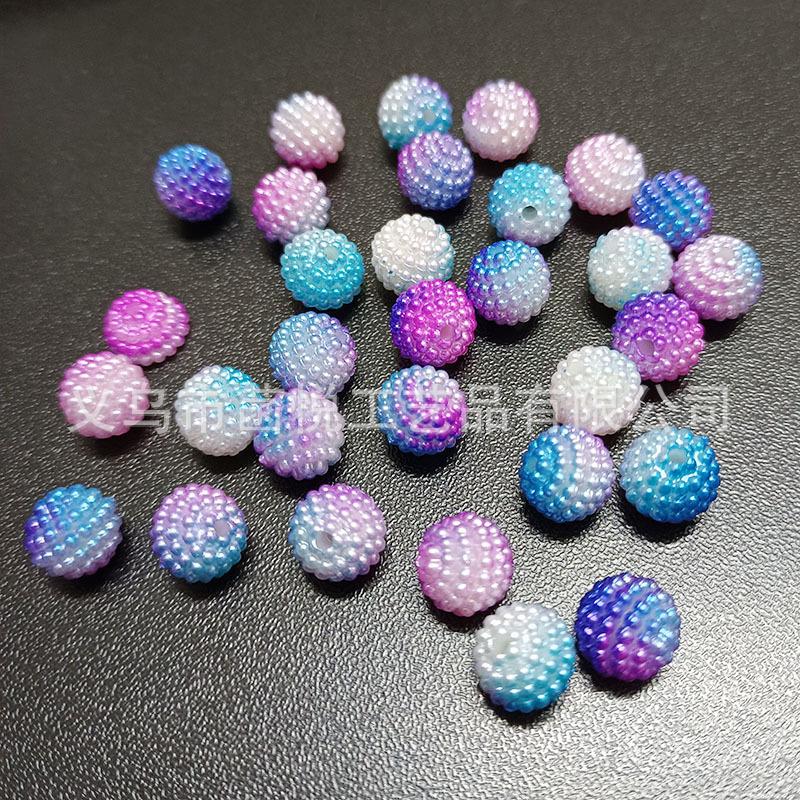 10mm Gradient Bayberry Ball ABS Hairpin with Two-Color Butterfly Orchid Core Bead