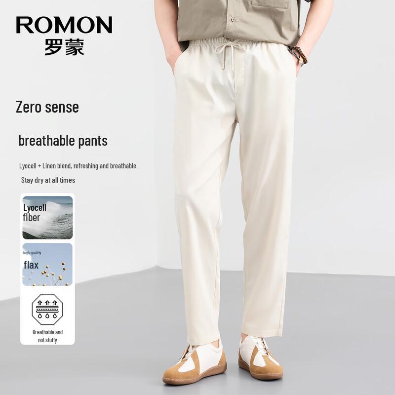 ROMON Men s Summer Lyocell Blend Straight-Leg Casual Pants XL
