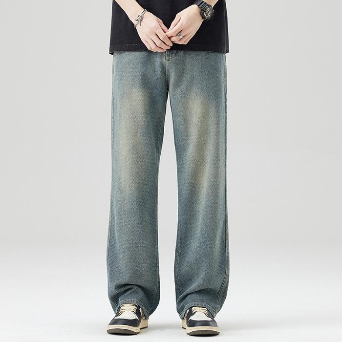 Spring and Summer Thin Starry Sky Pattern New High Street Wide-leg Pants Jeans Men's Loose Straight Pants