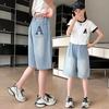 Girls' Summer Denim Shorts - Breathable, Fashionable Capri Pants for Kids
