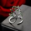 Adjustable Green Leaf Open Ring for Men & Women - European/American Style.