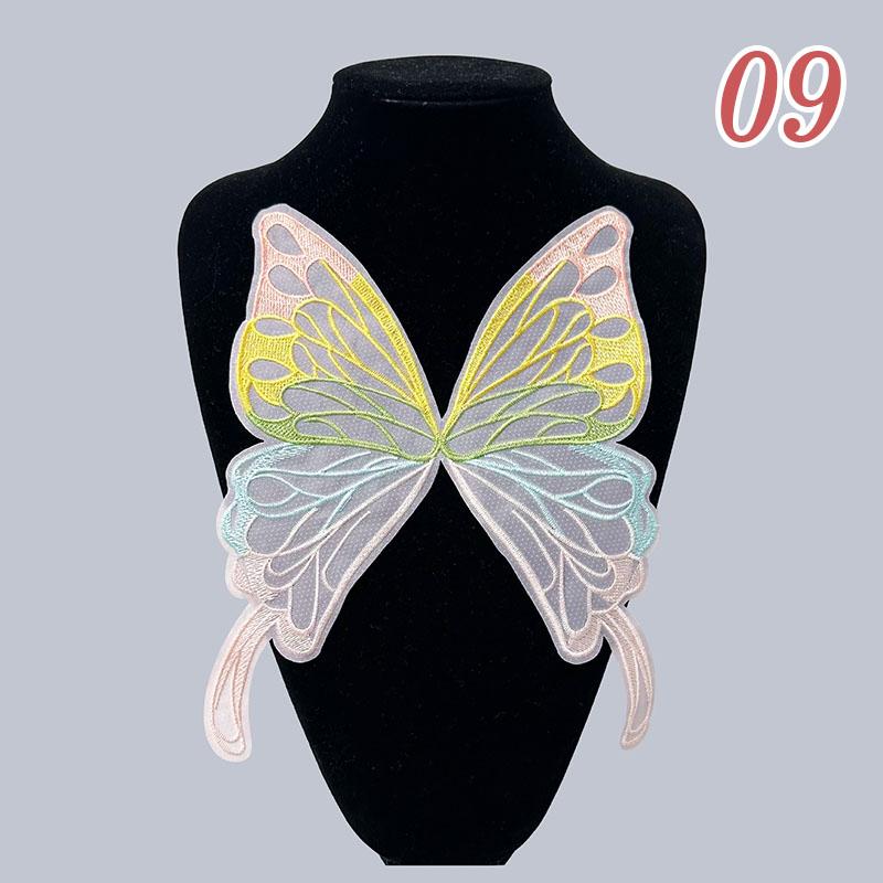Lace Embroidered Butterfly Patch DIY Sewing Clothing Applique Collar Organza Fabric Patches Dress Decoration Accessories 1pc