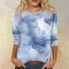 Women's Fashion Casual Round Neck Three-quarter Sleeve Gradient Print T-shirt Top