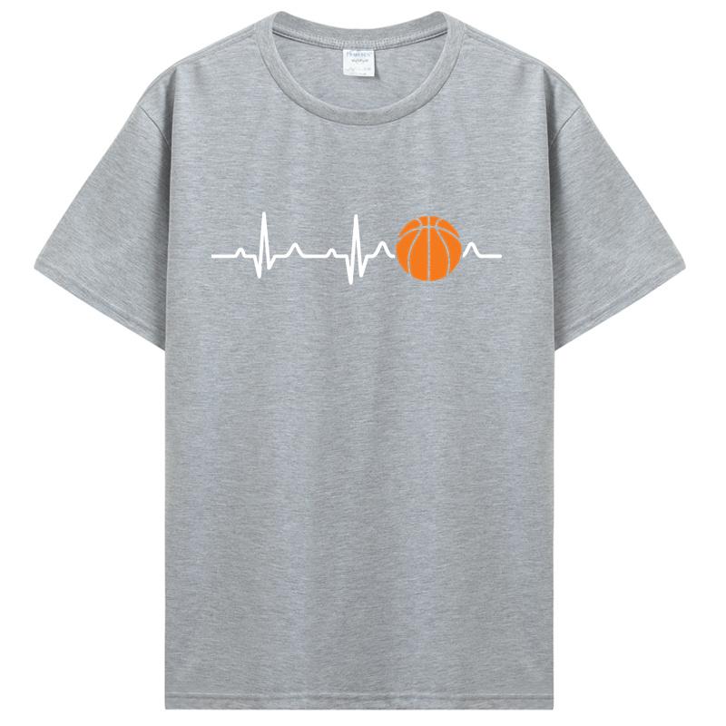 Basketball Heartbeat TShirt Unisex Birthday Gifts Short Sleeves Funny Tees O Neck Cotton Clothes Humor T Shirt