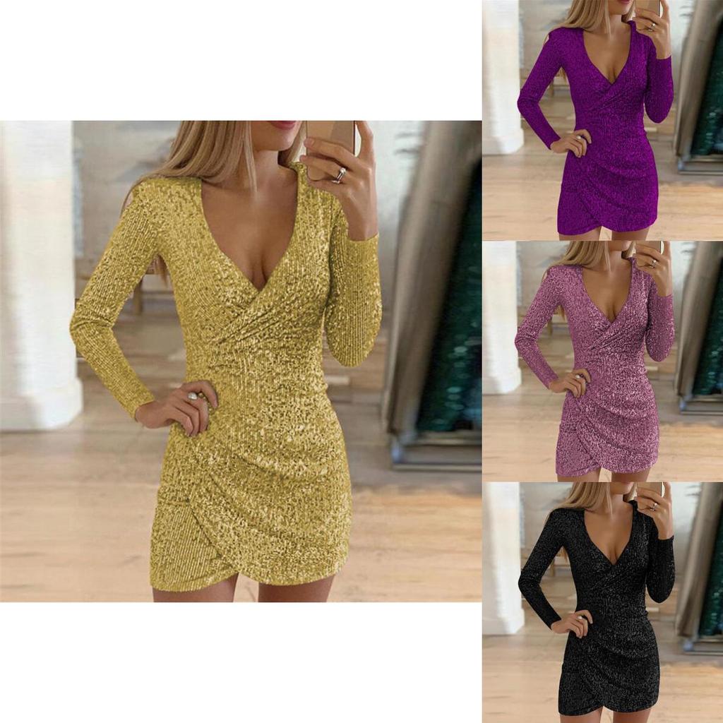 Elegant Women Sequin Christmas Bodycon Dress For Evening Parties And Events