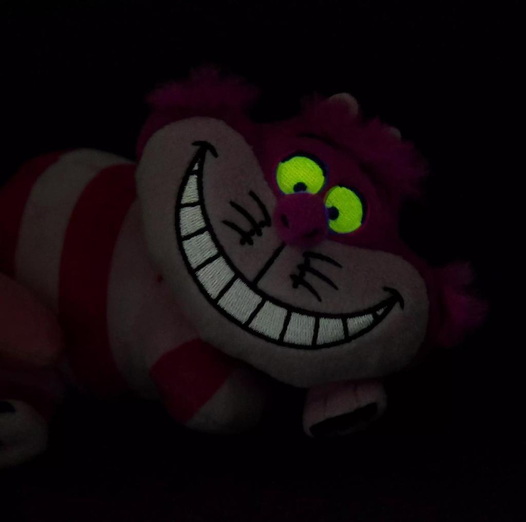 DISNEY Cheshire Cat Plush Keychain, Glow-in-the-Dark Pink ( CHESHIRE CAT ) Japan NEW