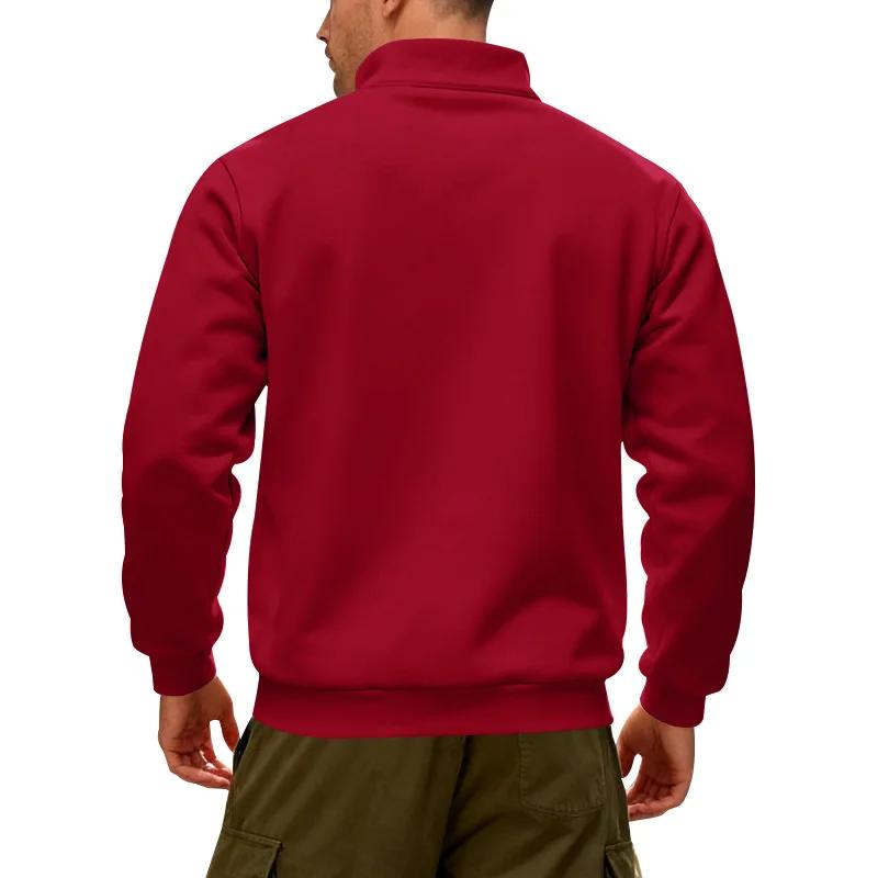 Winter Fleece Heavy Sweatshirts Loose Outdoor Men's Warm Half Zipper Stand-Up Collar Pullover Sports Hoodie Men