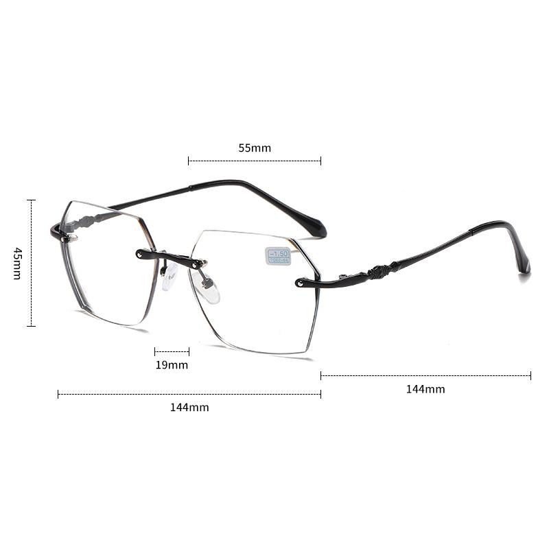 0 To -4.0 Anti Blue Light Glasses Photochromic Myopia Glasses Borderless Cutting Polygons Wholesale of Finished Glasses