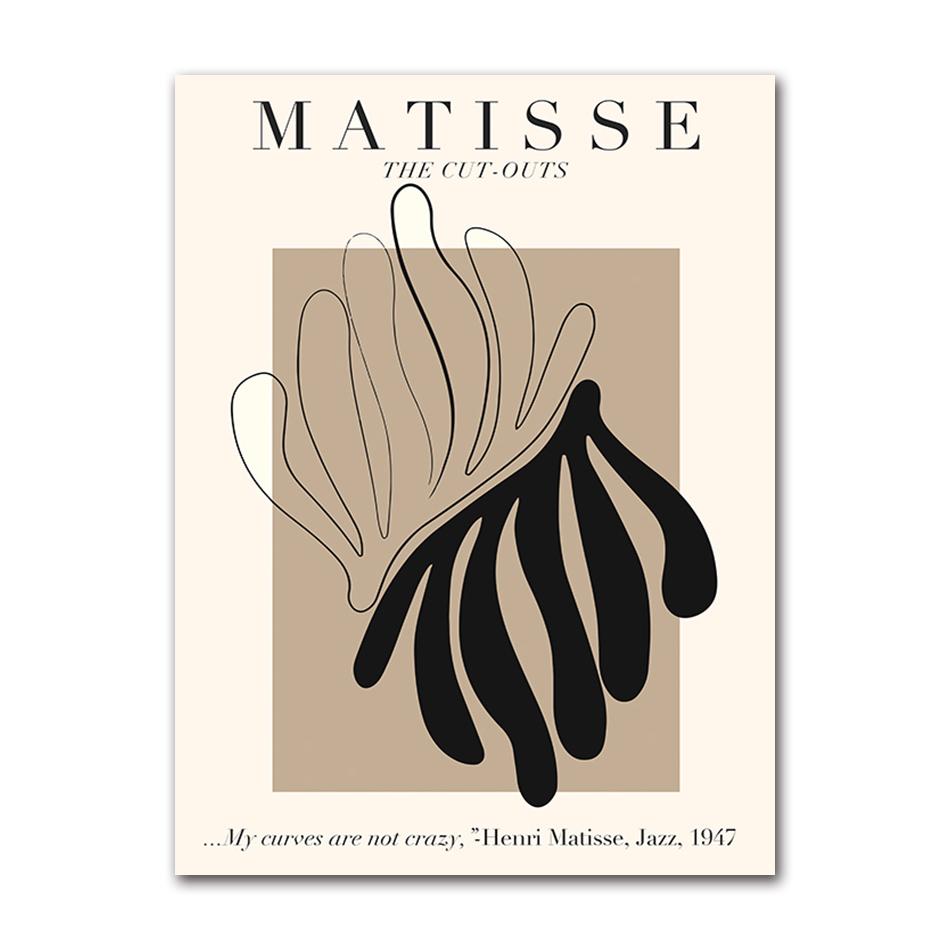 Abstract Matisse Body Line Posters Leaf Boho Black Beige Canvas Paintings Wall Art Print Picture Living Room Interior Home Decor