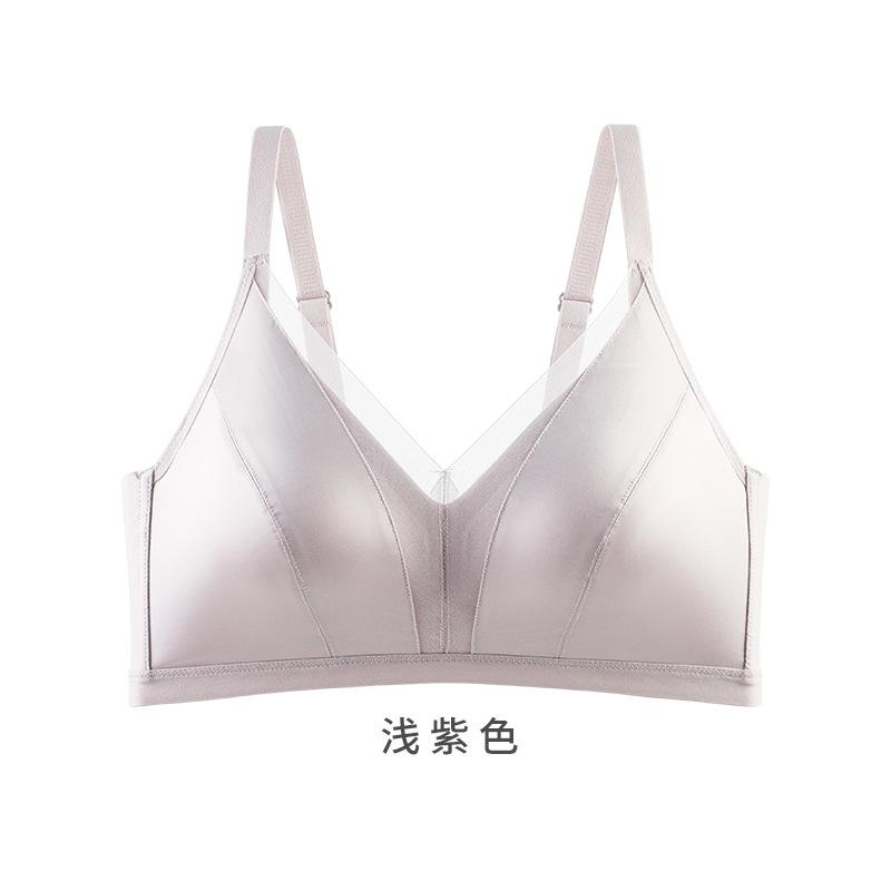 Traceless fashion satin women's big breasts gather natal red underwear pull side close bra cover